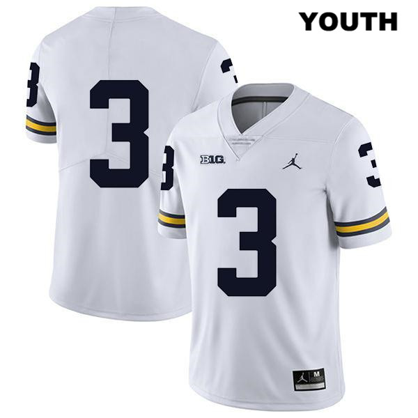 Youth NCAA Michigan Wolverines Brad Robbins #3 No Name White Jordan Brand Authentic Stitched Legend Football College Jersey TW25F44LD